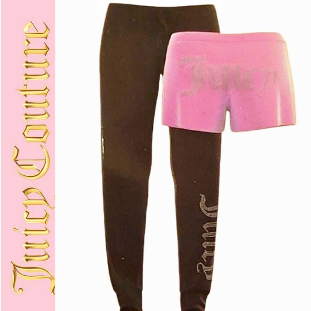 Juicy Couture 2-Piece Rhinestone Logo Velour Lounge Pant & Short Set